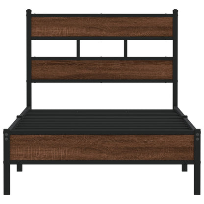 vidaXL Bed Frame without Mattress Brown Oak 75x190 cm Small Single Engineered Wood 4