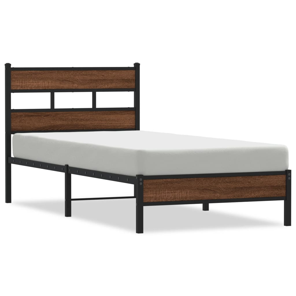 vidaXL Bed Frame without Mattress Brown Oak 80x200 cm Engineered Wood 2