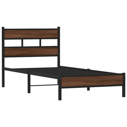 vidaXL Bed Frame without Mattress Brown Oak 90x200 cm Engineered Wood 3