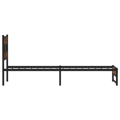vidaXL Metal Bed Frame without Mattress Brown Oak 75x190 cm Small Single 5