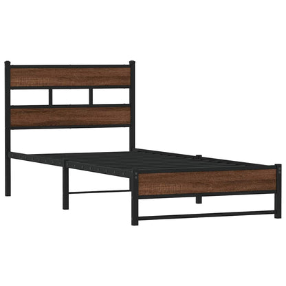 vidaXL Metal Bed Frame without Mattress Brown Oak 100x200 cm 3