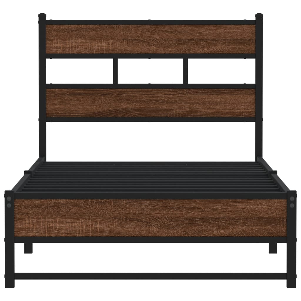 vidaXL Metal Bed Frame without Mattress Brown Oak 100x200 cm 4