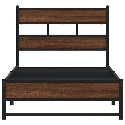 vidaXL Metal Bed Frame without Mattress Brown Oak 100x200 cm 4