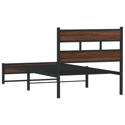 vidaXL Metal Bed Frame without Mattress Brown Oak 100x200 cm 6