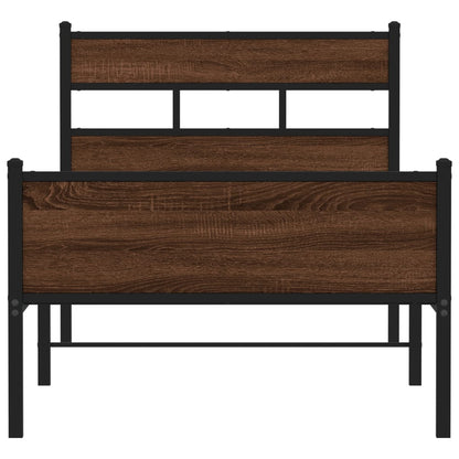 vidaXL Bed Frame without Mattress Brown Oak 90x190 cm Single Engineered Wood 4