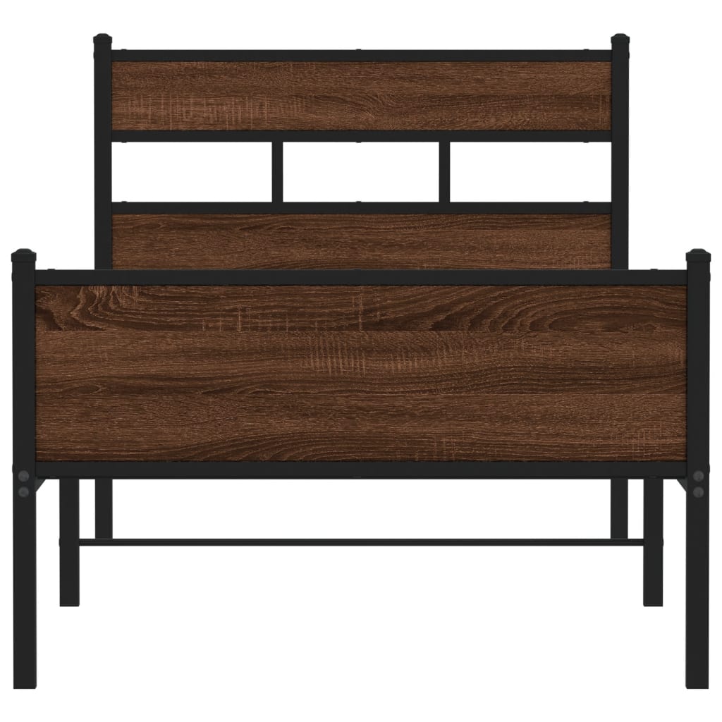 vidaXL Bed Frame without Mattress Brown Oak 90x200 cm Engineered Wood 4