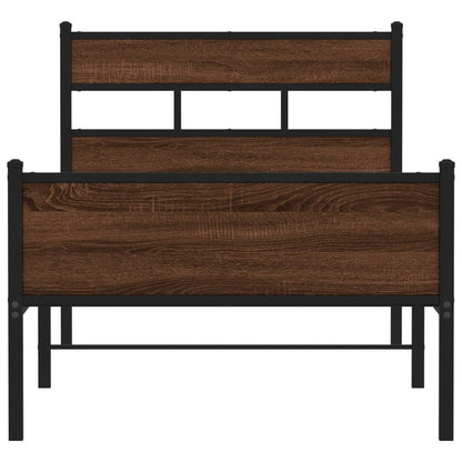 vidaXL Bed Frame without Mattress Brown Oak 90x200 cm Engineered Wood 4