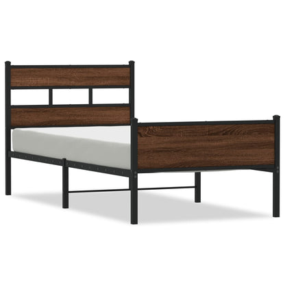 vidaXL Bed Frame without Mattress Brown Oak 100x190 cm Engineered Wood 2