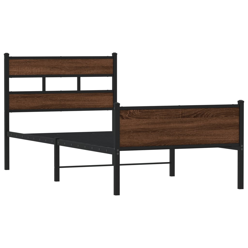vidaXL Bed Frame without Mattress Brown Oak 100x190 cm Engineered Wood 3