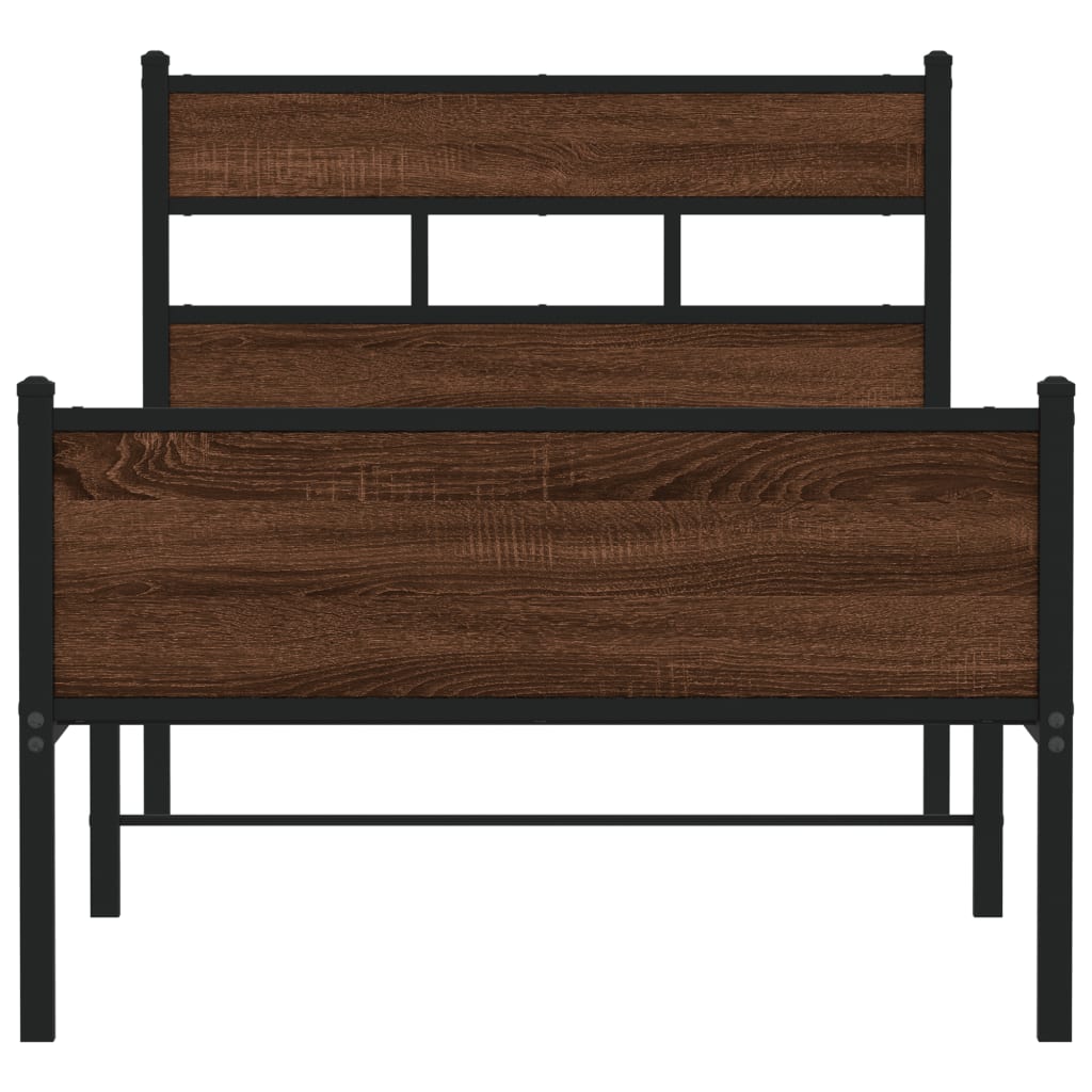 vidaXL Bed Frame without Mattress Brown Oak 100x190 cm Engineered Wood 4