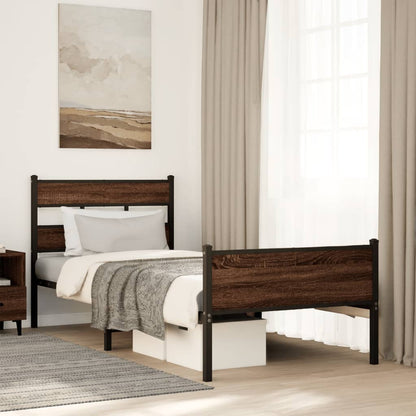 vidaXL Bed Frame without Mattress Brown Oak 100x190 cm Engineered Wood 1