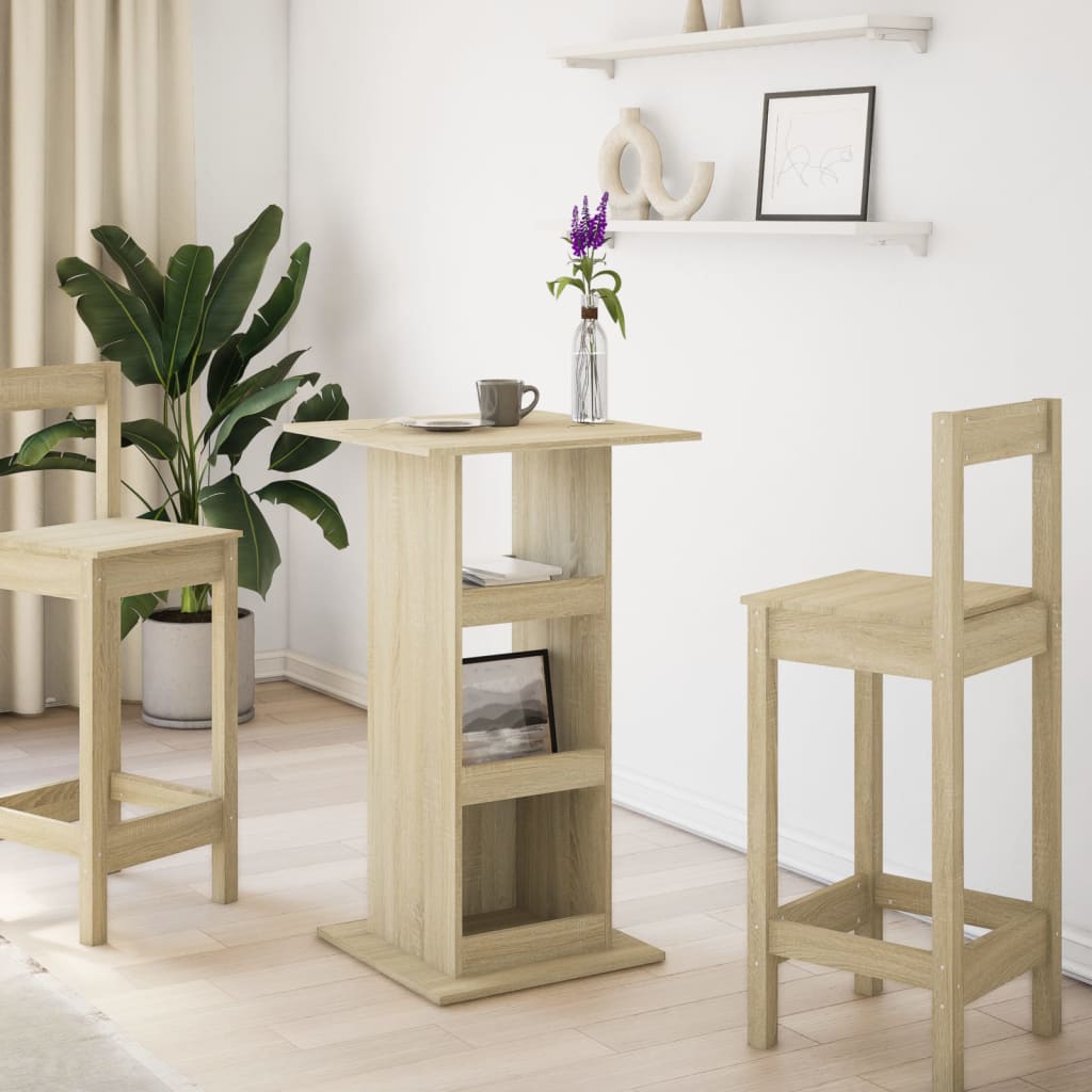 vidaXL Bar Table with Storage Sonoma Oak 60x60x102 cm Engineered Wood 3