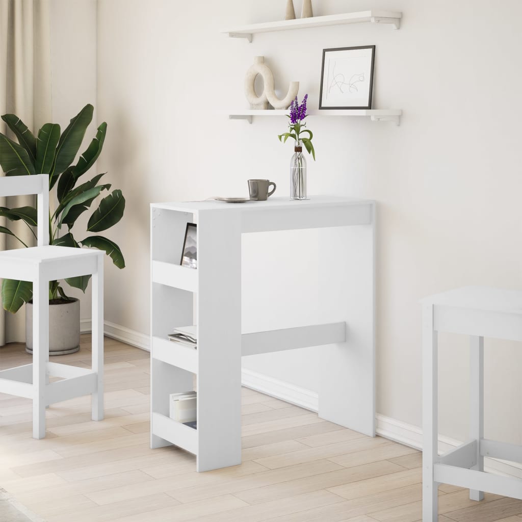 vidaXL Bar Table with Racks White 90x40x103.5 cm Engineered Wood 3