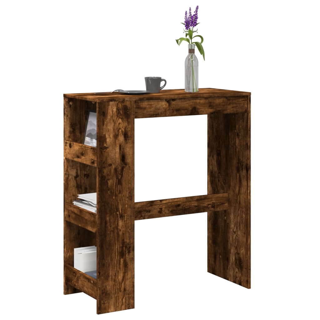 vidaXL Bar Table with Racks Smoked Oak 90x40x103.5 cm Engineered Wood 1