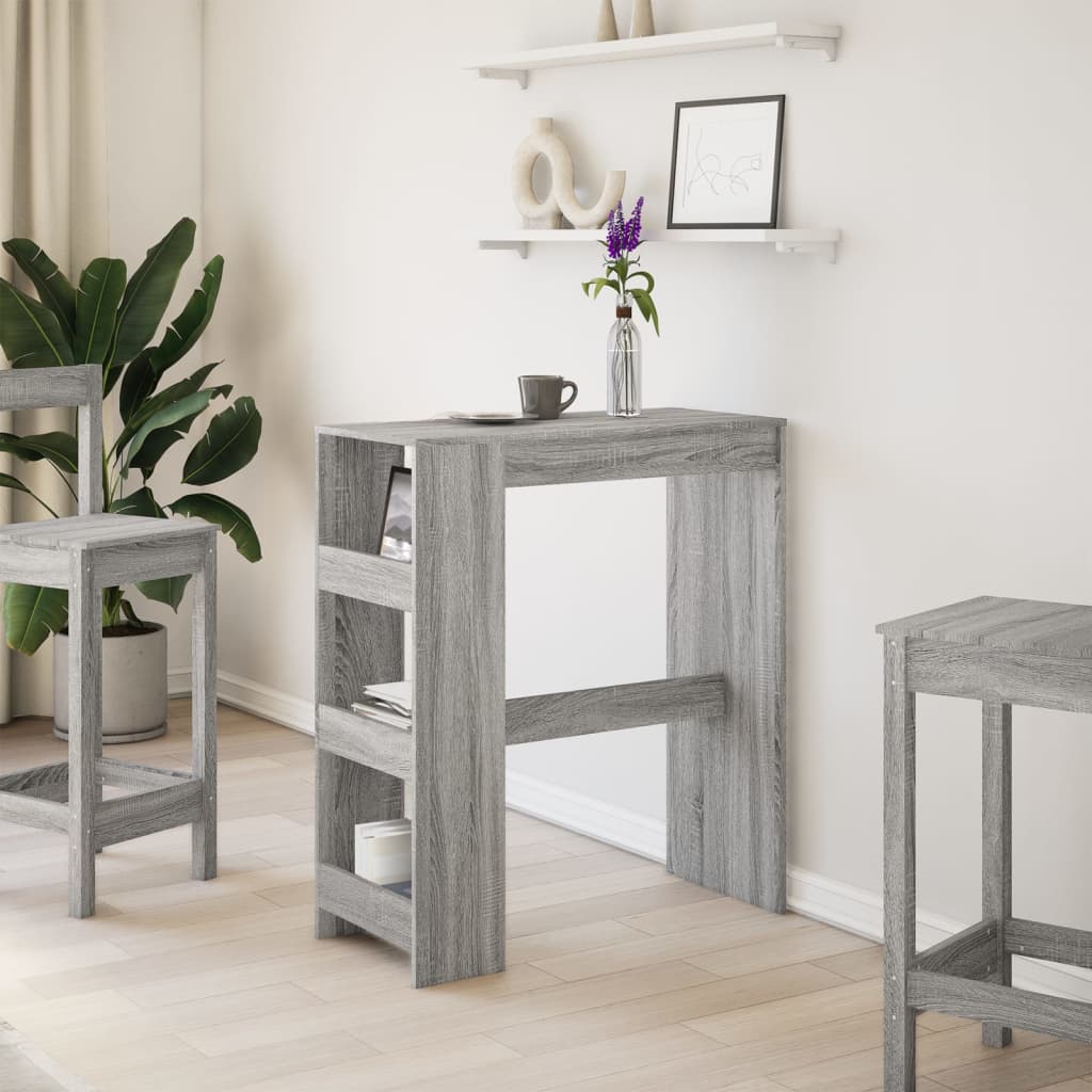 vidaXL Bar Table with Racks Grey Sonoma 90x40x103.5 cm Engineered Wood 3