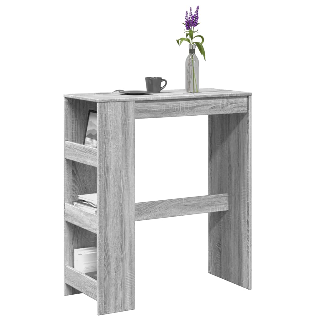 vidaXL Bar Table with Racks Grey Sonoma 90x40x103.5 cm Engineered Wood 1