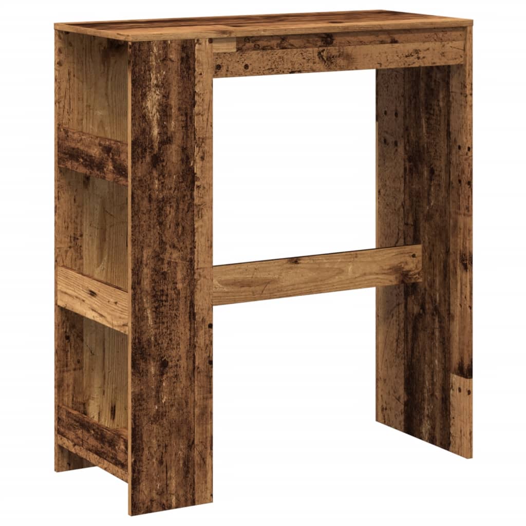 vidaXL Bar Table with Racks Old Wood 90x40x103.5 cm Engineered Wood 2