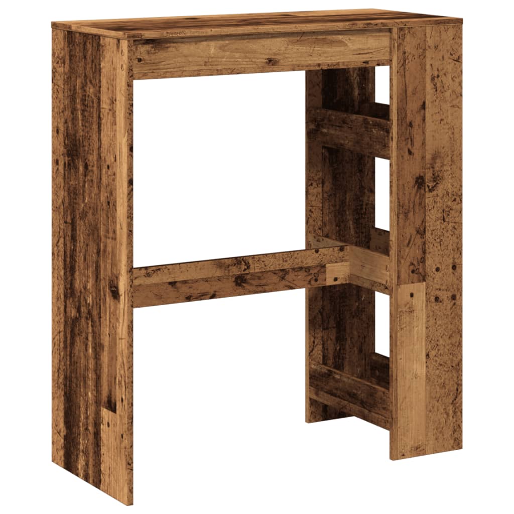 vidaXL Bar Table with Racks Old Wood 90x40x103.5 cm Engineered Wood 6