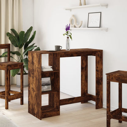 vidaXL Bar Table | Smoked Oak | Engineered Wood | 124x46x103.5 cm | Storage 3