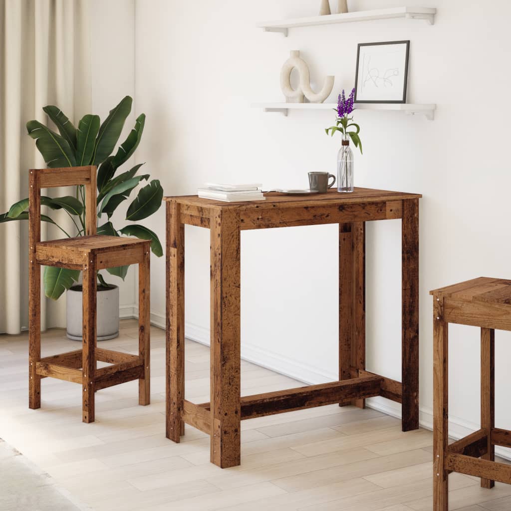 vidaXL Bar Table Old Wood 102x50x103,5 cm Engineered Wood 3