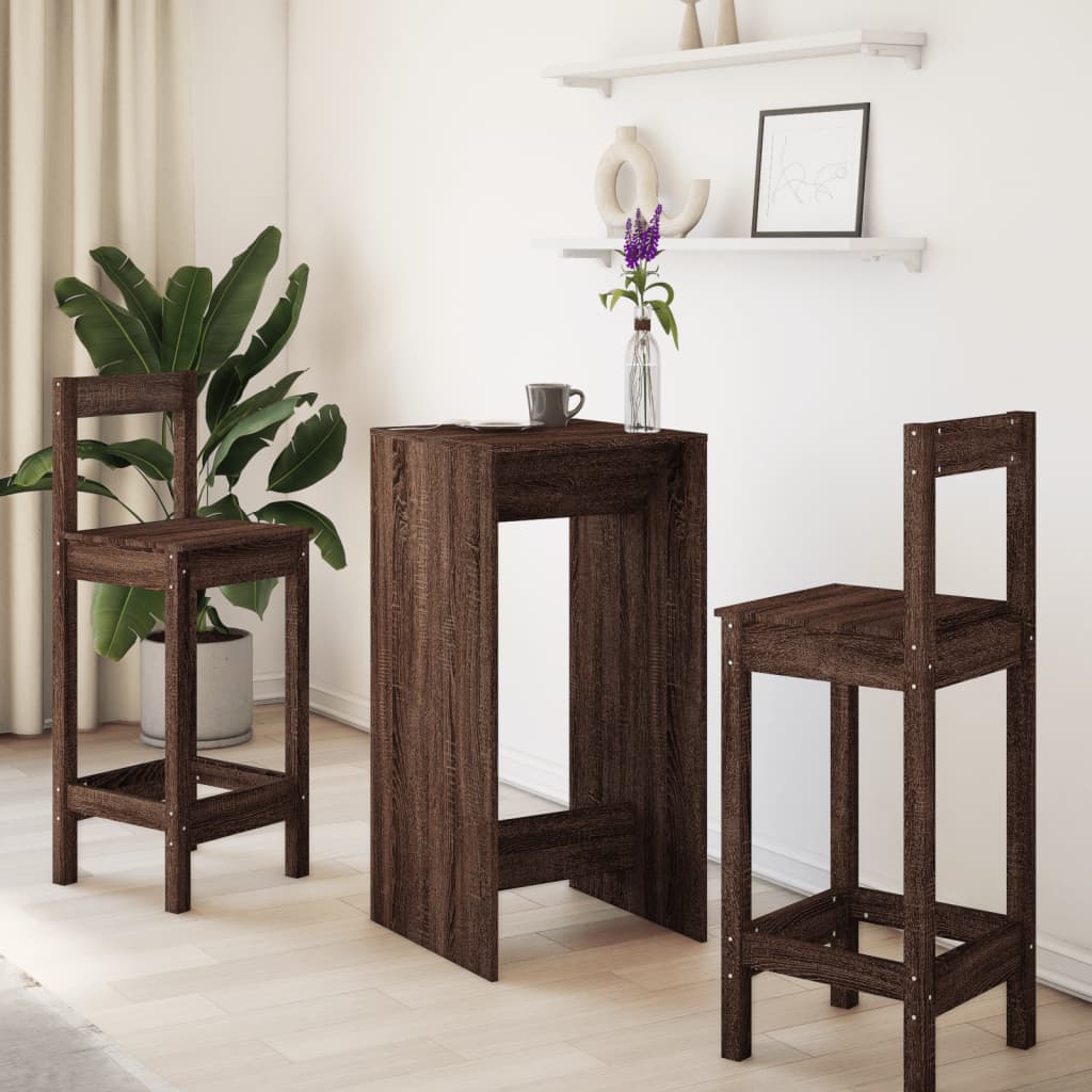 Bar Table Brown Oak Engineered Wood