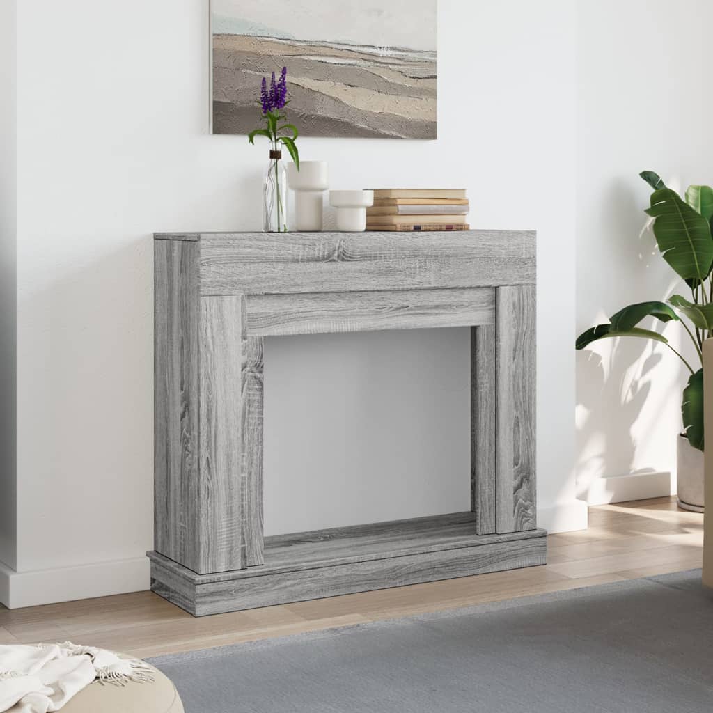 vidaXL Fireplace Surround Grey Sonoma 100x30x87.5 cm Engineered Wood 3