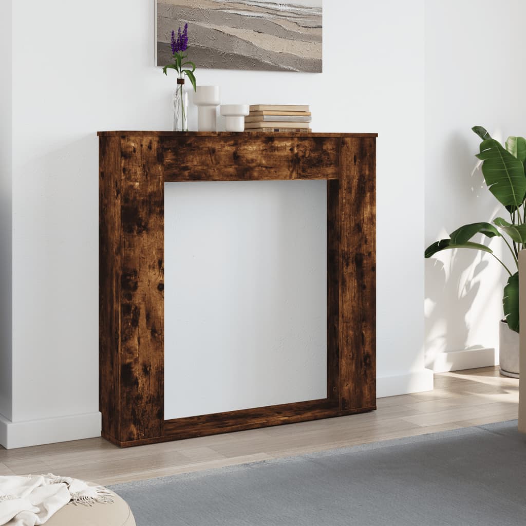 vidaXL Fireplace Surround Smoked Oak 100x20x100 cm Engineered Wood 3