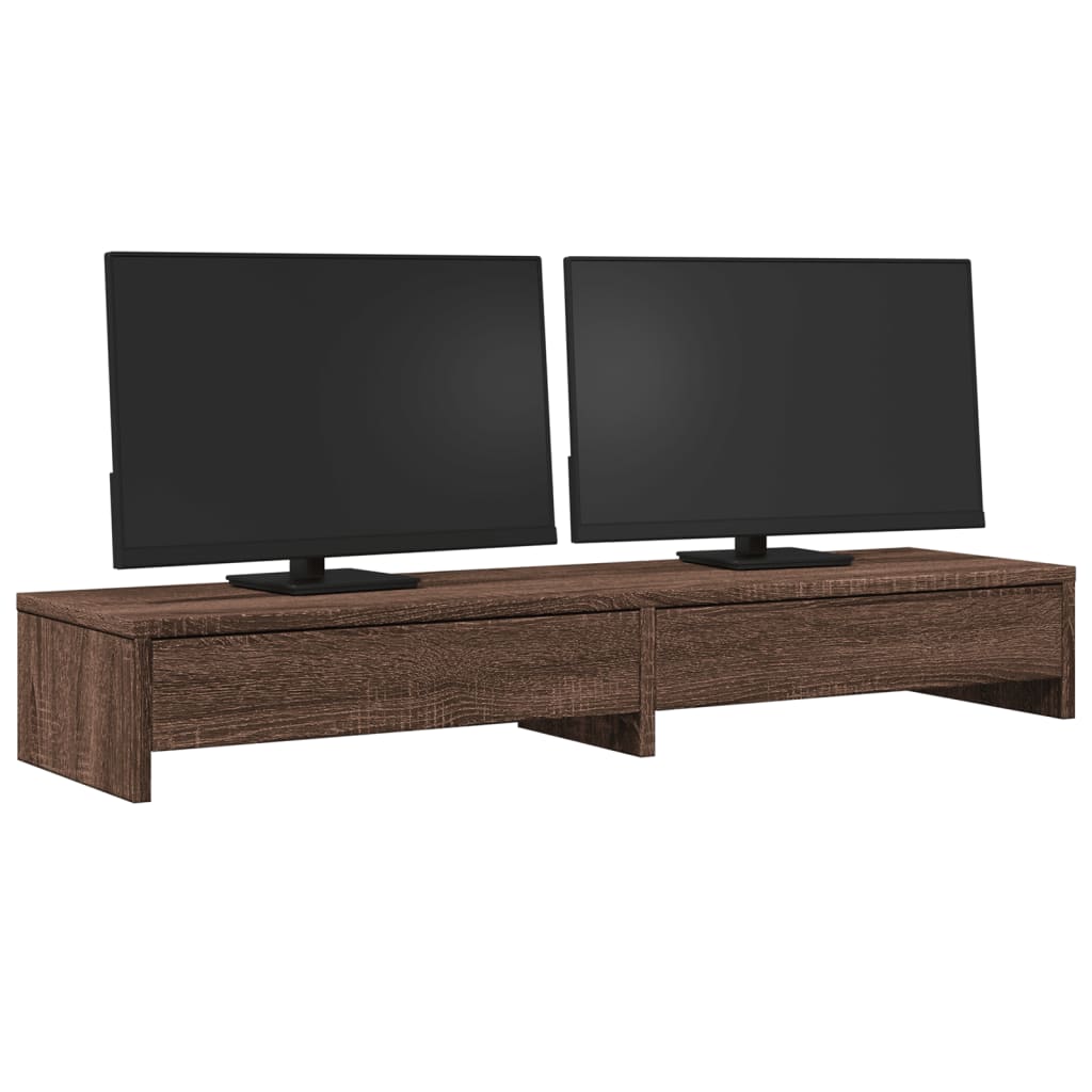 vidaXL Monitor Stand with Drawers Brown Oak 100x27x15 cm Engineered Wood 3