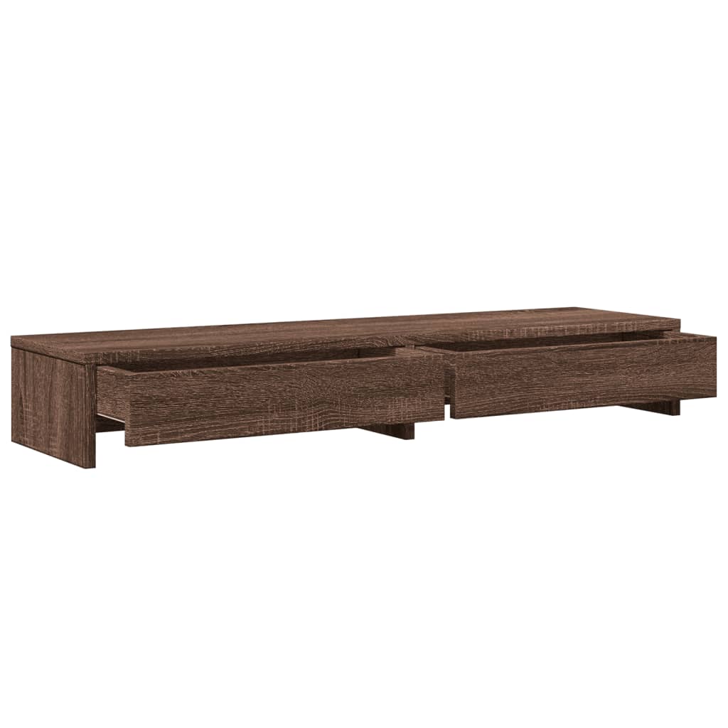 vidaXL Monitor Stand with Drawers Brown Oak 100x27x15 cm Engineered Wood 5