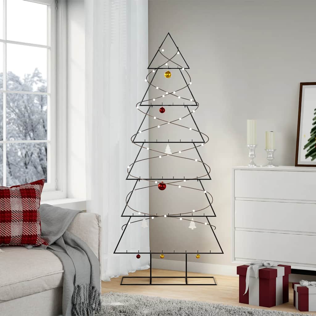 vidaXL Metal Christmas Tree for Decoration Black 180 cm 1