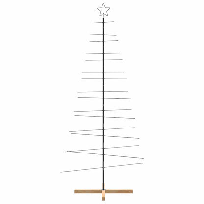 vidaXL Metal Christmas Tree with Wooden Base Black 210 cm 3