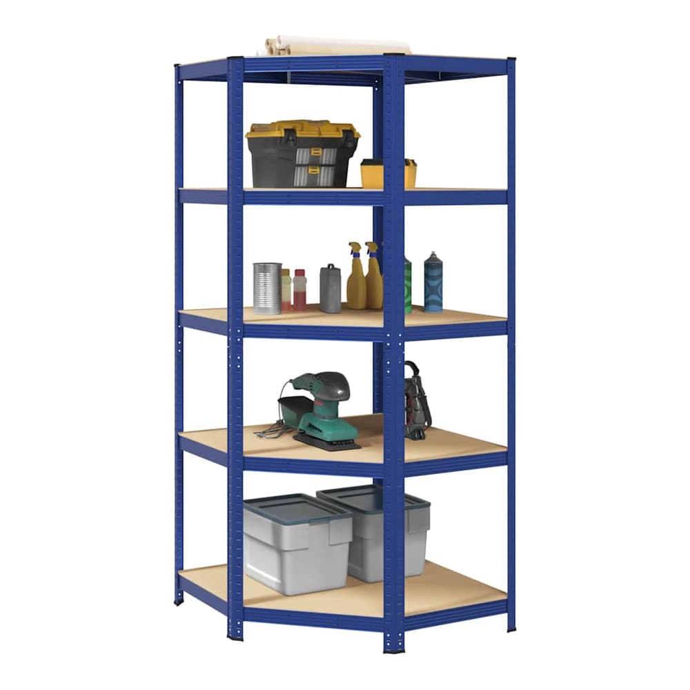5-Layer Storage Shelf Steel&Engineered Wood Blue 90 x 90 x 198 cm