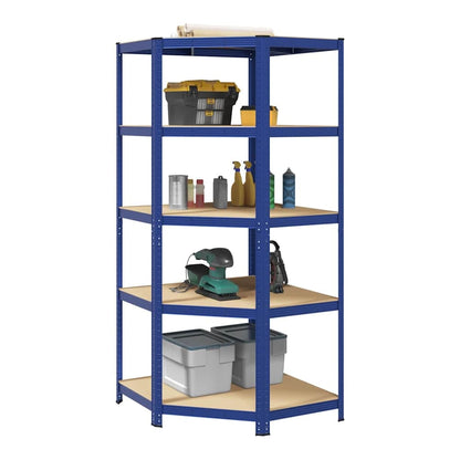 5-Layer Storage Shelf Steel&Engineered Wood Blue 90 x 90 x 198 cm