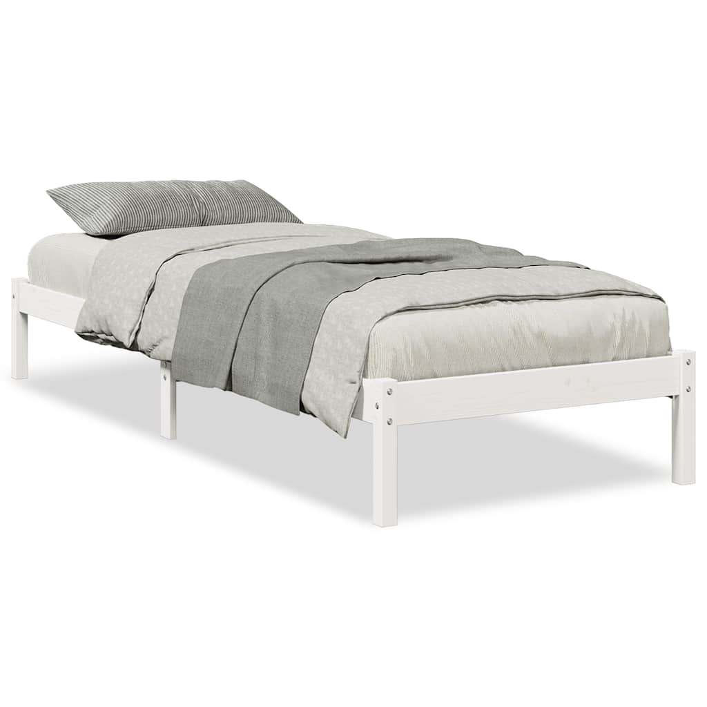 vidaXL Extra Long Bed Frame without Mattress White 90x210 cm Solid Wood Pine 2