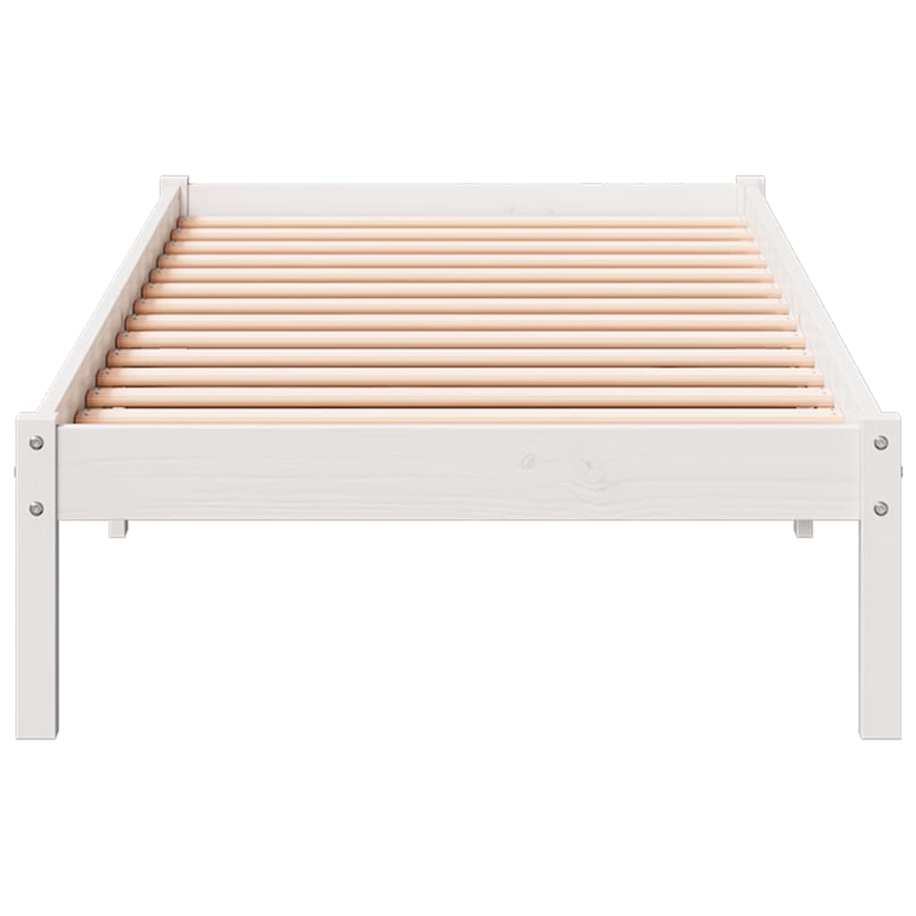 vidaXL Extra Long Bed Frame without Mattress White 90x220 cm Solid Wood Pine 4