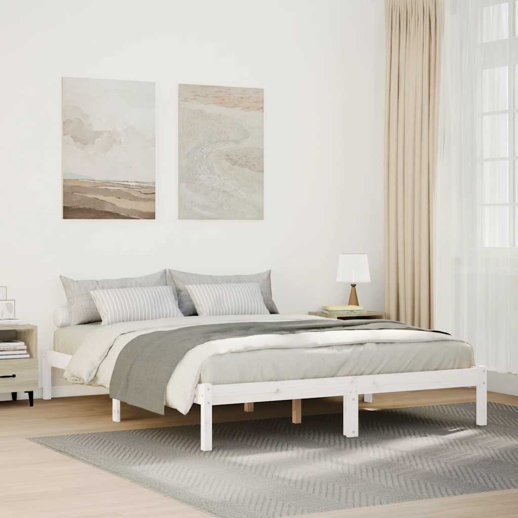 vidaXL Extra Long Bed Frame without Mattress White 140x220 cm Solid Wood Pine 1
