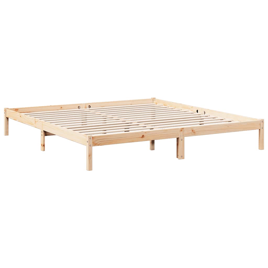 Extra Long Bed Frame without Mattress Length 220 cm Natural 180 cm