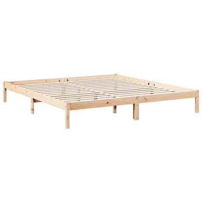 Extra Long Bed Frame without Mattress Length 220 cm Natural 180 cm