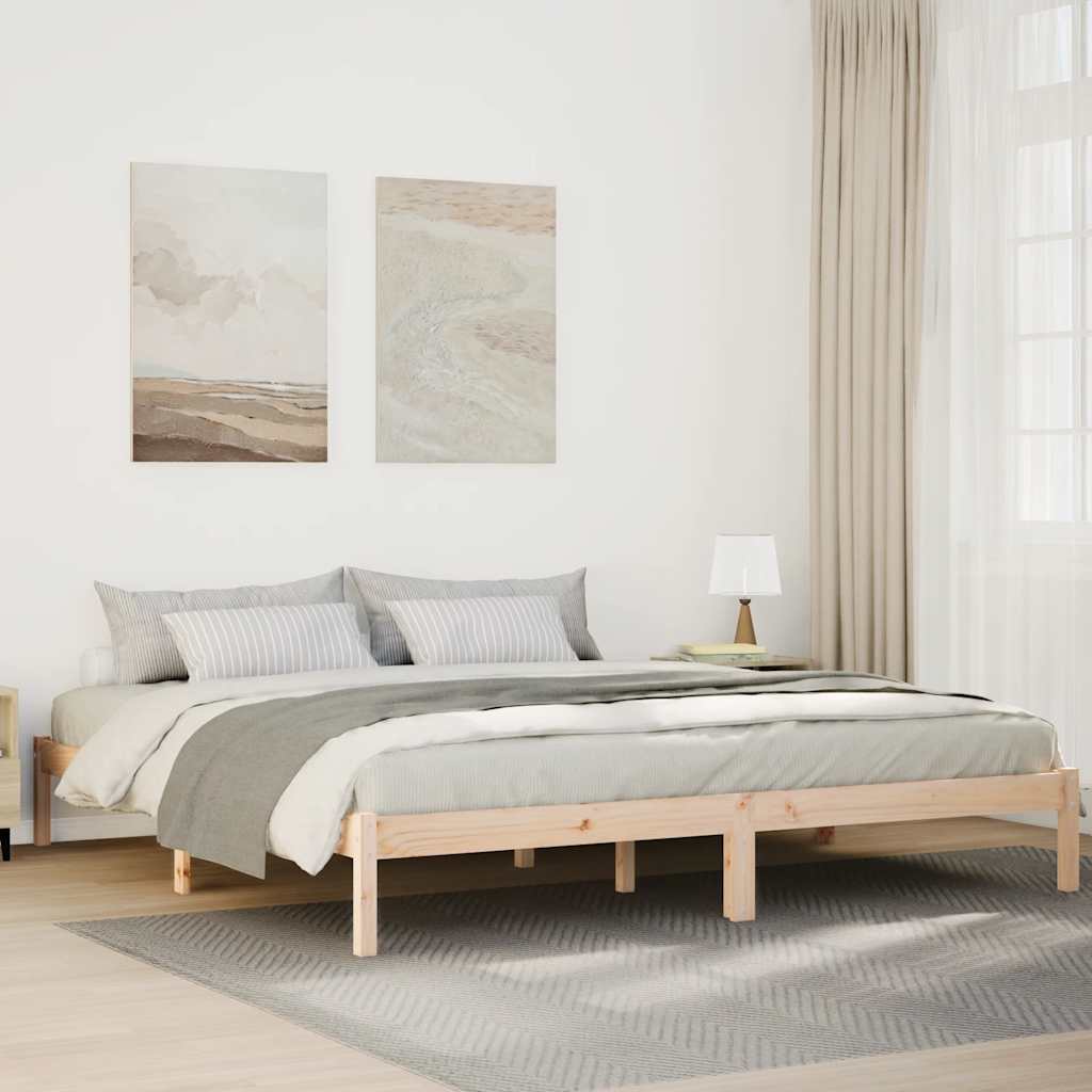 Extra Long Bed Frame without Mattress Length 220 cm Natural 180 cm