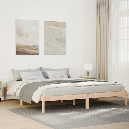 Extra Long Bed Frame without Mattress Length 220 cm Natural 180 cm