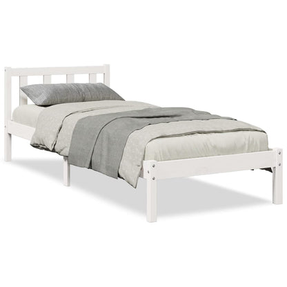 vidaXL Extra Long Bed Frame without Mattress White 100x210 cm Solid Wood Pine 2