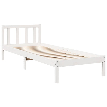 vidaXL Extra Long Bed Frame without Mattress White 100x210 cm Solid Wood Pine 3