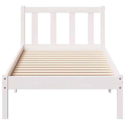 vidaXL Extra Long Bed Frame without Mattress White 100x210 cm Solid Wood Pine 4