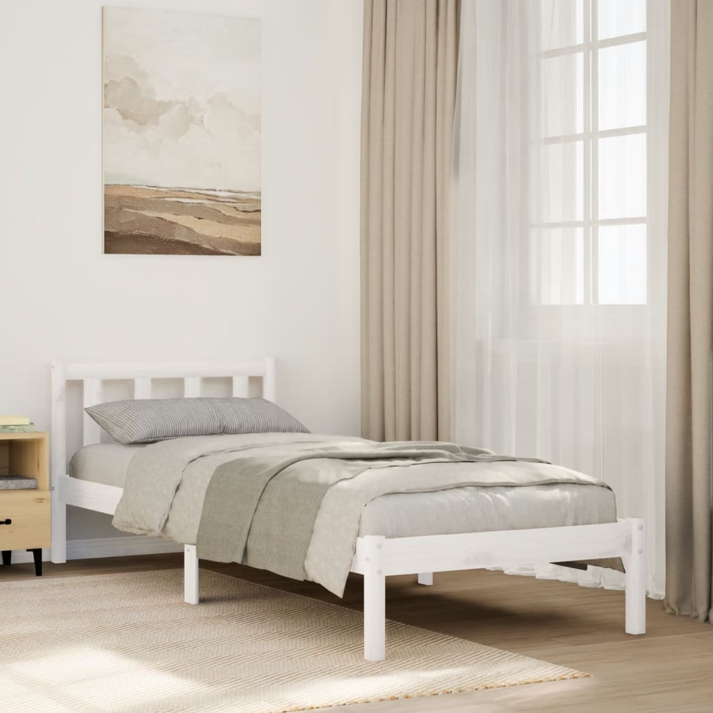 vidaXL Extra Long Bed Frame without Mattress White 100x210 cm Solid Wood Pine 1