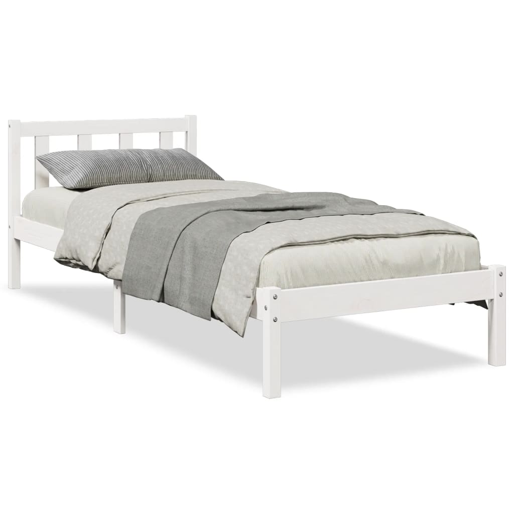 vidaXL Extra Long Bed Frame without Mattress White 80x220 cm Solid Wood Pine 2