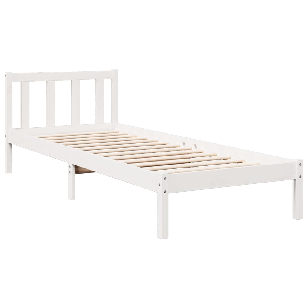 vidaXL Extra Long Bed Frame without Mattress White 80x220 cm Solid Wood Pine 3