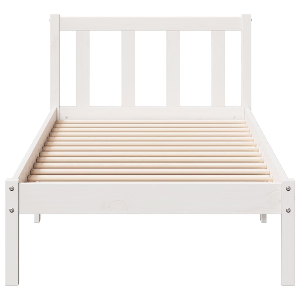 vidaXL Extra Long Bed Frame without Mattress White 90x220 cm Solid Wood Pine 4