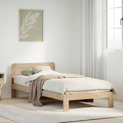 Bed Frame without Mattress Solid Wood Pine Length 200 cm Natural 90 cm