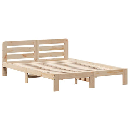 Bed Frame without Mattress Solid Wood Pine Length 200 cm Natural 120 cm