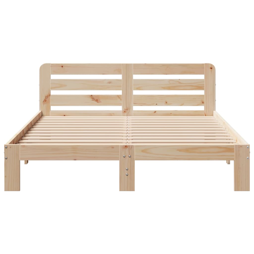 Bed Frame without Mattress Solid Wood Pine Length 200 cm Natural 120 cm
